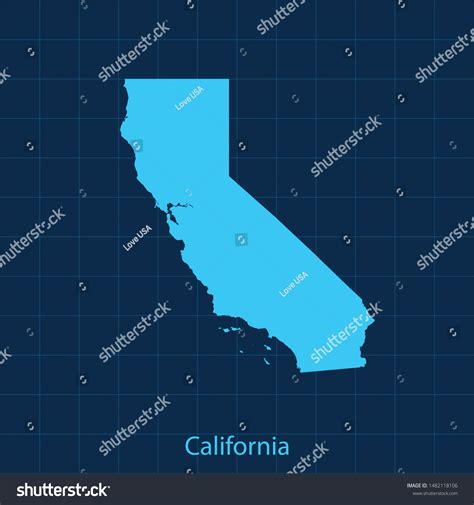 Illustration Vector Map California Stock Vector (Royalty Free) 1482118106 | Shutterstock