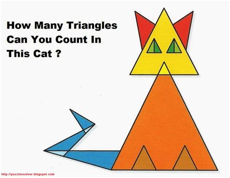 Puzzles Solved With Solutions: How many triangles can you count in this cat