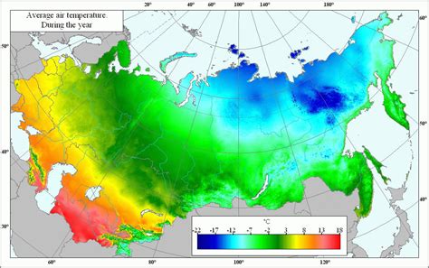 Russia temperature map - Map of Russia temperature (Eastern Europe - Europe)