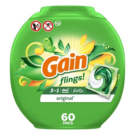 Gain Flings Laundry Detergent Soap Pods, Original Scent, 60 Ct - Walmart.com