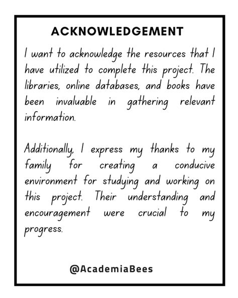 Acknowledgement for Project Class 11 (5 Samples)