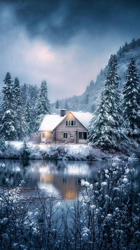 Lake House in Winter - Image Abyss