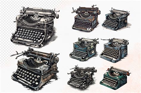 Vintage Typewriter Clipart Graphic by craftsmaker · Creative Fabrica