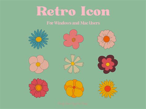 Retro Flowers DESKTOP ICON _ Folder Icons, Mac Icon, Windows Icon ...