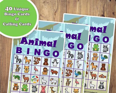 40 Animal Bingo Game Prefilled Cards, PDF Printable, Instant Download ...