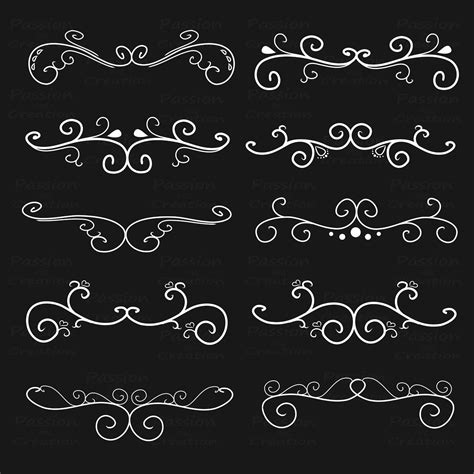 White Flourish Swirls Border Calligraphy Decorative