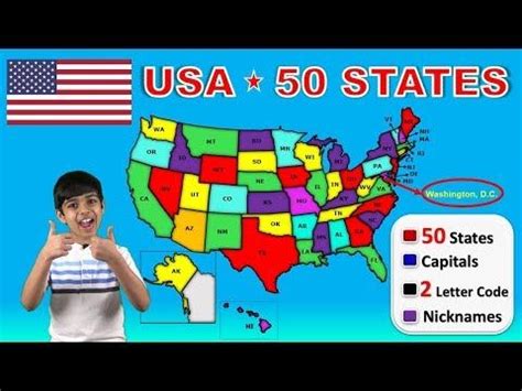 (648) Learn 50 US States With Capitals | USA 50 States | Nicknames | 2 Letter Codes ...