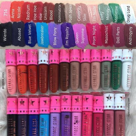 Jeffree Star on Instagram: “SWATCH HEAVEN... my #velourliquidlipstick's shown by @lipstick_story ...