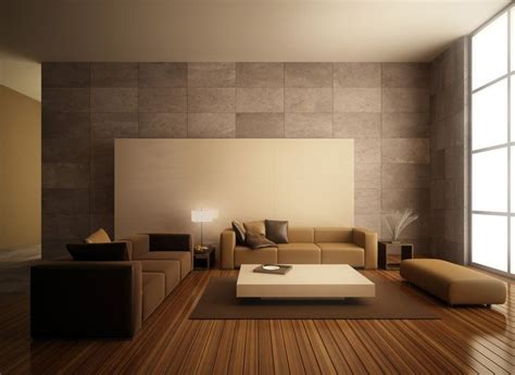 Minimalist Modern Brown Living Room Design Ideas With Large Sized Tiles ...