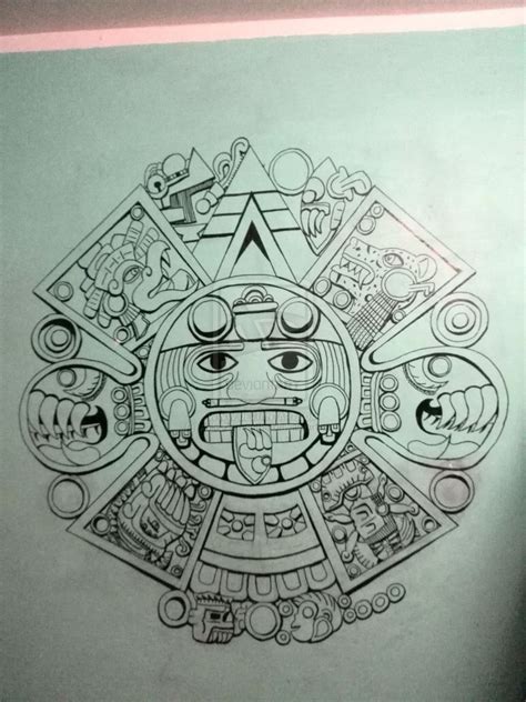 Aztec Calendar Tattoo Stencil