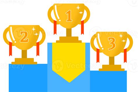 illustration of 1st,2nd and 3rd place trophies on the podium. 27286953 PNG