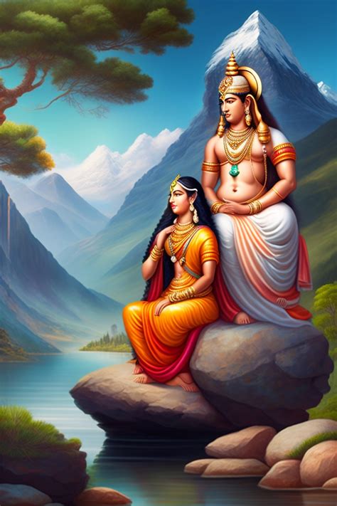 Lexica - Shiv ji sitting on rock with his family Parvati, Ganesh and ...