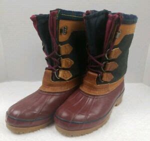 Eddie Bauer Women sz 6 Leather Rubber Winter Duck Boots Rain Snow pre ...