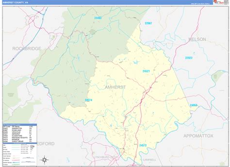 Wall Maps of Amherst County Virginia - marketmaps.com