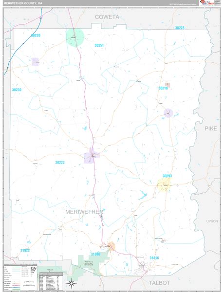 Meriwether County, GA Wall Map Premium Style by MarketMAPS - MapSales