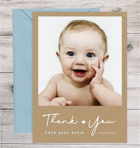 Baby thank you cards baby thank you card with photo rustic | Etsy | ベビーフォト