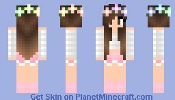 pink girl with pink flower crown Minecraft Skin