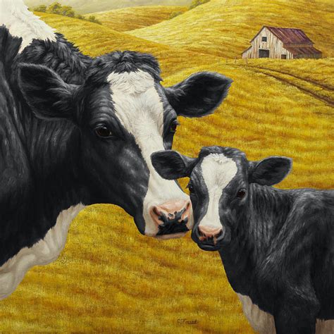 Holstein Cow And Calf Farm Painting by Crista Forest