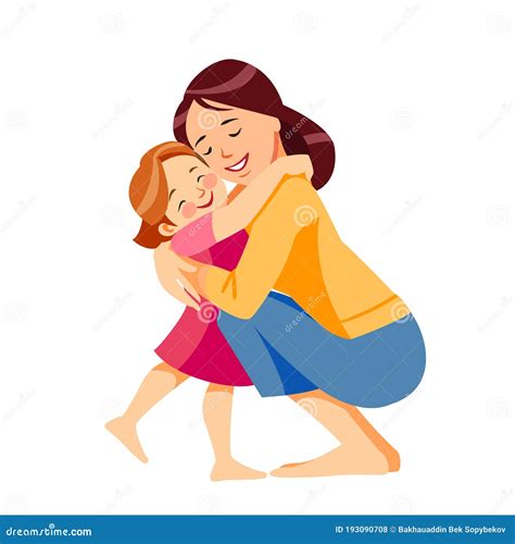 Mother Hugging Child Cartoon