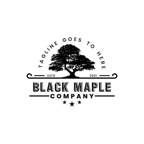 Premium Vector | Old Oak Maple Tree Silhouette Logo Design