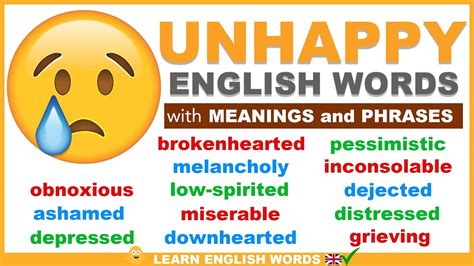 20 UNHAPPY Words, Meanings and Daily English Phrases To Help Improve Your English Fluency - YouTube