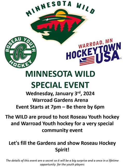 Go Roseau - Minnesota Wild, 🏒Roseau Youth Hockey 🏒...