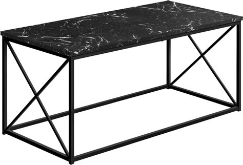 Monarch Specialties Inc. Black/Black Marble Coffee Table | Big Sandy Superstore | OH, KY, WV