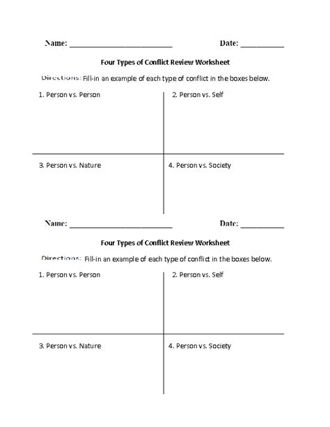 Internal Vs External Conflict Worksheet