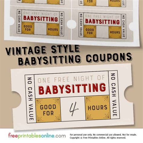 Printable Babysitting Coupons: Enjoy Hassle-Free Childcare!