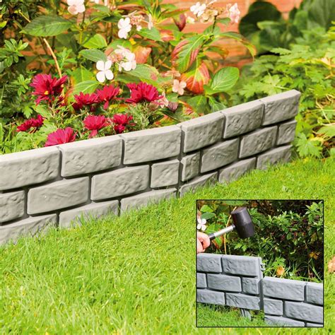 4 - 32 Pack Brick Effect Plastic Garden Border Lawn Path Edging ...