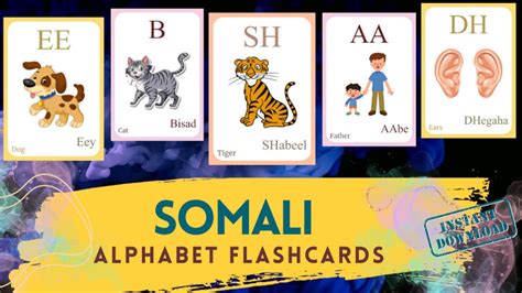 SOMALI Alphabet FLASHCARD With Picture, Learning SOMALI, Somali Letter ...