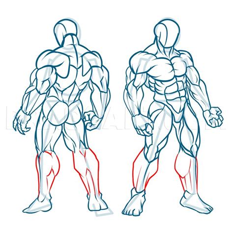 How To Draw Muscles, Step by Step, Drawing Guide, by KingTutorial | dragoart.com | Human figure ...