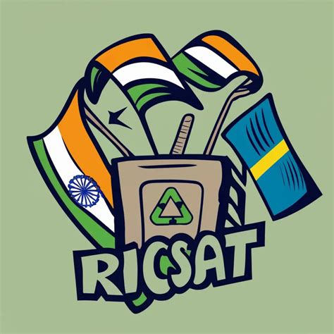 LOGO Design For RICSAT AB Metalic Emblem Incorporating Indian and Swedish Flags with Recycling ...