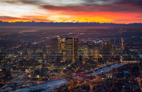 Aerial Photo | Calgary City Skyline at Sunset