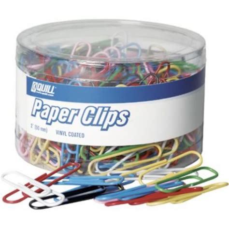 Quill® Jumbo Size Vinyl Coated Paper Clips, 200 Clips/Tub | Quill.com ...