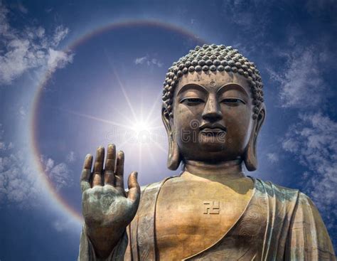 The Statue of Big Buddha Face with Hand in Hongkong Stock Image - Image ...