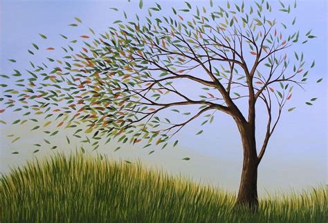 wind blowing trees | Tree Art Blowing Away Painting - Contemporary Tree ...