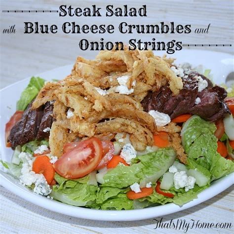 Steak Salad with Blue Cheese Crumbles and Onion Strings - Recipes Food ...