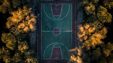Wallpaper basketball court, trees, aerial view, basketball, court hd, picture, image