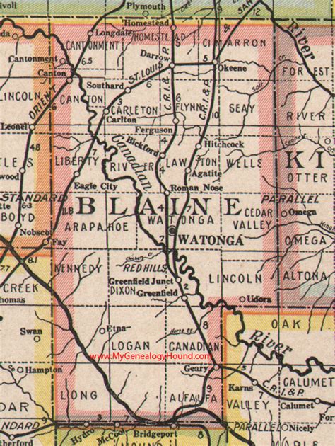 Blaine County, Oklahoma 1922 Map