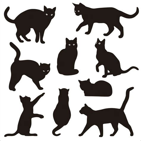 Black Cats in Silhouette — Silhouette Tattoos, Silhouette Vector, Black Cat Silhouette ...