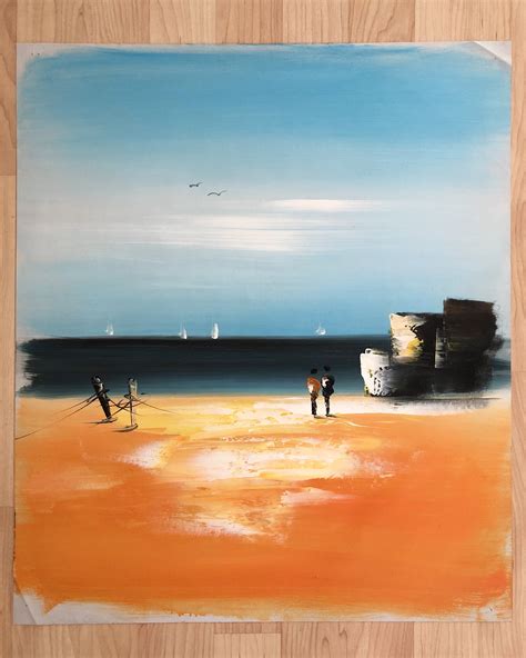 A Walk on the Beach 20x24 Hand-painted Oil Painting on | Etsy