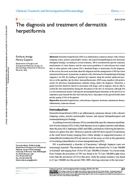 (PDF) The diagnosis and treatment of dermatitis herpetiformis | Marzia Caproni - Academia.edu