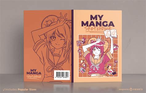 Anime Girl Manga Sketchbook Book Cover Design Vector Download