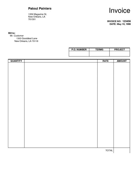 blank invoice template blank invoices nutemplates - blank billing invoice scope of work template ...