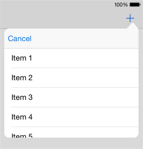 ios - How to create a popover menu that contains a scrollable ...