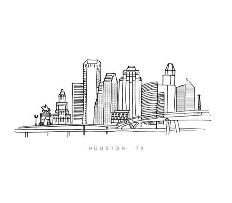 Houston Skyline Houston Line Drawing Houston Drawing - Etsy