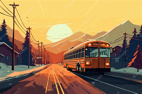 Premium AI Image | school bus flat vector art illustration