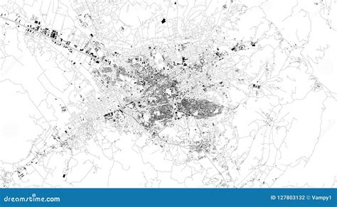 Satellite Map of Tirana, Albania, City Streets Stock Vector ...