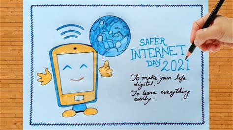 Safer Internet Day Drawing / Safer Internet Day 2021 / Safer Internet Day Poster Art - YouTube